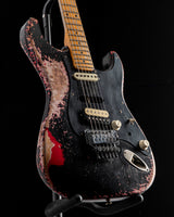 Fender Custom Shop 1957 Strat Ultimate Relic Floyd Rose Super Faded/Aged Black Over Hot Rod Red Masterbuilt Kyle McMillin