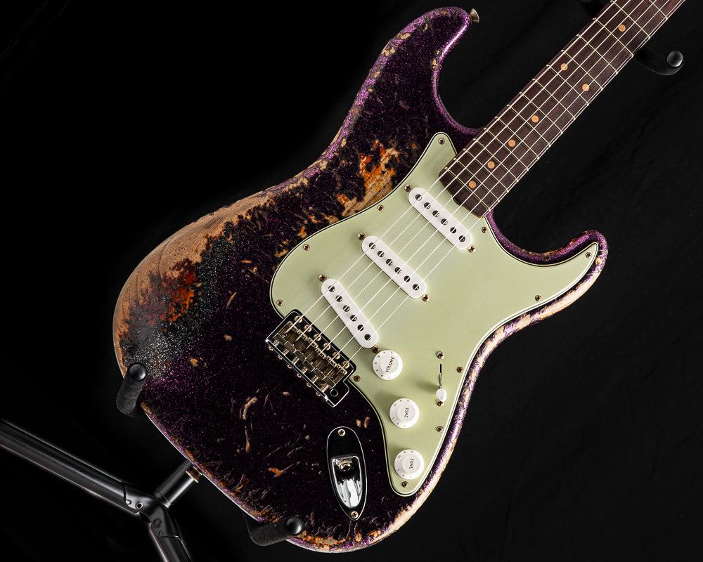 Fender Custom Shop '61 Strat Super Heavy Relic Aged Magenta Sparkle ov
