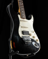 Used Fender Custom Shop 1969 Stratocaster Relic Black over 3 Tone Sunburst Floyd