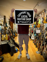 Brian’s Guitars “Shop Local” Oxford Pennant Camp Flag Black/White