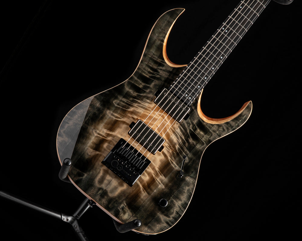 Mayones Duvell Elite 4Ever 6 Trans Natural Fade Black Burst Out Gloss