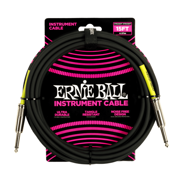 Ernie Ball P06399 Classic Instrument Cable Straight/Straight 15ft Black