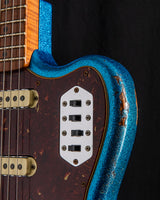 Used Fender Custom Shop Bass VI Ash Heavy Relic Blue Sparkle over 2-Color Sunburst