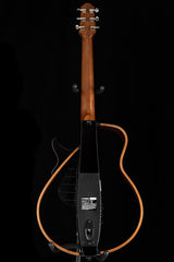 Yamaha SLG200S Silent Guitar in Trans Black, featuring a sleek, modern design with a mahogany neck, rosewood fingerboard, and detachable frame.