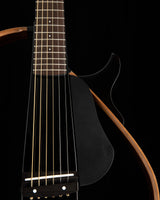 Yamaha SLG200S Silent Guitar in Trans Black, featuring a sleek body, rosewood fingerboard, and steel strings.