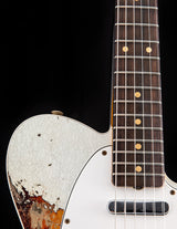 Used Fender Custom Shop 1959 Telecaster Custom Super Heavy Relic Aged Olympic White Over 3 Tone Sunburst