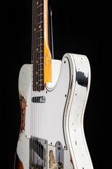 Used Fender Custom Shop 1959 Telecaster Custom Super Heavy Relic Aged Olympic White Over 3 Tone Sunburst