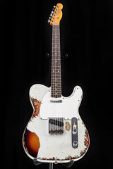 Used Fender Custom Shop 1959 Telecaster Custom Super Heavy Relic Aged Olympic White Over 3 Tone Sunburst
