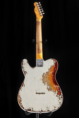 Fender Custom Shop 1959 Telecaster Custom Super Heavy Relic Aged Olympic White Over 3 Tone Sunburst