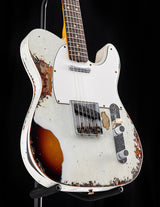 Fender Custom Shop 1959 Telecaster Custom Super Heavy Relic Aged Olympic White Over 3 Tone Sunburst