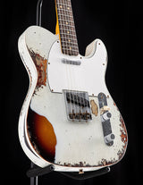 Used Fender Custom Shop 1959 Telecaster Custom Super Heavy Relic Aged Olympic White Over 3 Tone Sunburst
