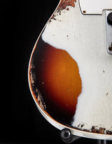 Used Fender Custom Shop 1959 Telecaster Custom Super Heavy Relic Aged Olympic White Over 3 Tone Sunburst
