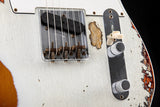 Used Fender Custom Shop 1959 Telecaster Custom Super Heavy Relic Aged Olympic White Over 3 Tone Sunburst