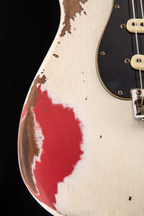 Fender Custom Shop Dual Mag II Stratocaster Relic Aged Olympic White Over Fiesta Red LTD