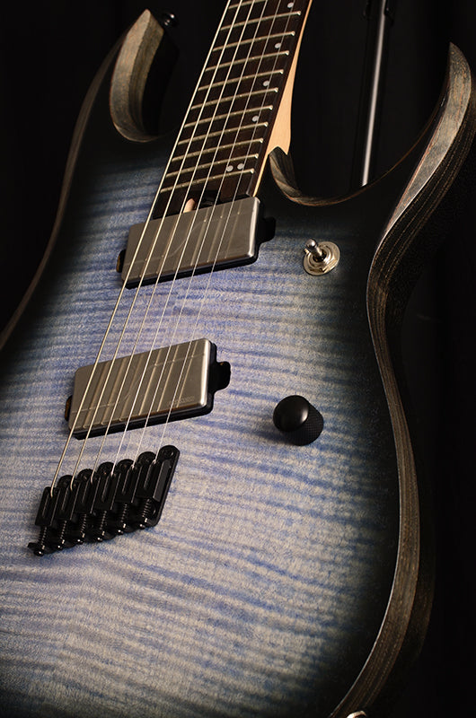 Used Ibanez RGDIM6FM Iron Label Series Multi-Scale Electric Guitar Cerulean Blue Burst Flat-Brian's Guitars