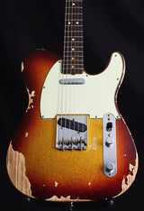 Used Fender Custom Shop 1963 Telecaster Heavy Relic Super Faded Aged 3 Tone Sunburst Sparkle-Brian's Guitars