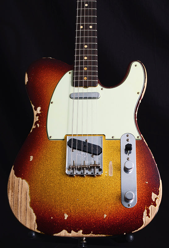 Used Fender Custom Shop 1963 Telecaster Heavy Relic Super Faded Aged 3 Tone Sunburst Sparkle-Brian's Guitars