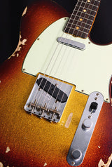 Used Fender Custom Shop 1963 Telecaster Heavy Relic Super Faded Aged 3 Tone Sunburst Sparkle-Brian's Guitars