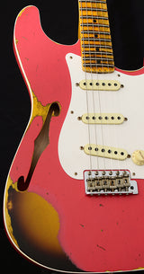 Fender Custom Shop '58 Thinline Stratocaster Heavy Relic Aged Coral Pink Over 2 Tone Sunburst NAMM 2018 Limited-Brian's Guitars
