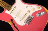 Used Fender Custom Shop '58 Thinline Stratocaster Heavy Relic Aged Coral Pink Over 2 Tone Sunburst NAMM 2018 Limited-Brian's Guitars