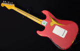 Used Fender Custom Shop '58 Thinline Stratocaster Heavy Relic Aged Coral Pink Over 2 Tone Sunburst NAMM 2018 Limited-Brian's Guitars