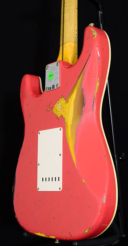 Used Fender Custom Shop '58 Thinline Stratocaster Heavy Relic Aged Coral Pink Over 2 Tone Sunburst NAMM 2018 Limited-Brian's Guitars