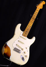Used Fender Custom Shop 1959 Stratocaster Journeyman Relic NAMM 2019 Limited Olympic White Over Chocolate 3 Tone Sunburst-Brian's Guitars