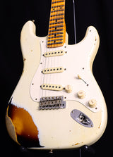 Fender Custom Shop 1959 Stratocaster Journeyman Relic NAMM 2019 Limited Olympic White Over Chocolate 3 Tone Sunburst-Brian's Guitars