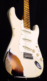 Used Fender Custom Shop 1959 Stratocaster Journeyman Relic NAMM 2019 Limited Olympic White Over Chocolate 3 Tone Sunburst-Brian's Guitars