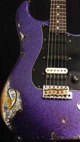 Used Fender Custom Shop 1959 Stratocaster HSS Heavy Relic Purple Sparkle Over Black Paisley-Electric Guitars-Brian's Guitars