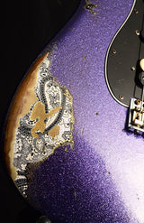 Used Fender Custom Shop 1959 Stratocaster HSS Heavy Relic Purple Sparkle Over Black Paisley-Electric Guitars-Brian's Guitars