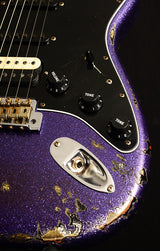 Used Fender Custom Shop 1959 Stratocaster HSS Heavy Relic Purple Sparkle Over Black Paisley-Electric Guitars-Brian's Guitars