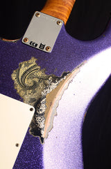 Used Fender Custom Shop 1959 Stratocaster HSS Heavy Relic Purple Sparkle Over Black Paisley-Electric Guitars-Brian's Guitars
