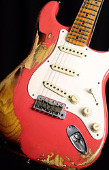 Used Fender Custom Shop '57 Heavy Relic Stratocaster NAMM LTD Fiesta Red Over Two Tone-Brian's Guitars