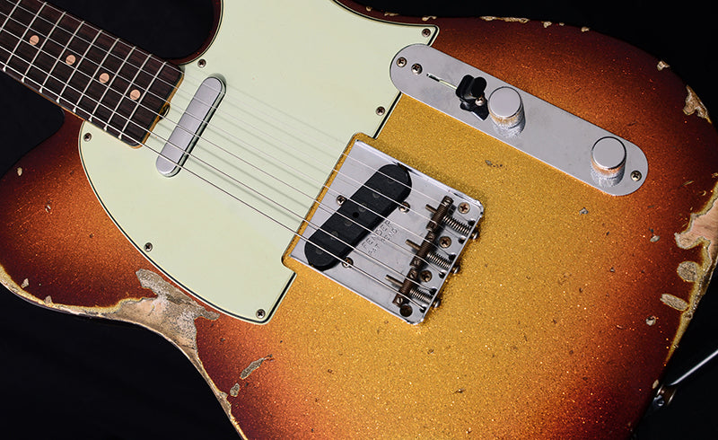 Fender Custom Shop 1963 C/R Telecaster Heavy Relic Super Faded Aged 3 Tone Sunburst Sparkle-Brian's Guitars