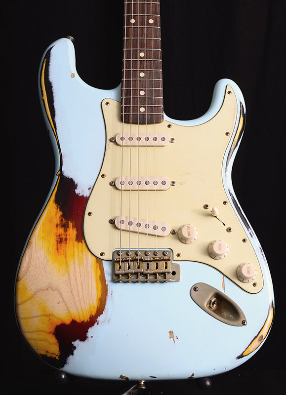 Nash S-63 Sonic Blue Over 3 Tone Sunburst-Brian's Guitars