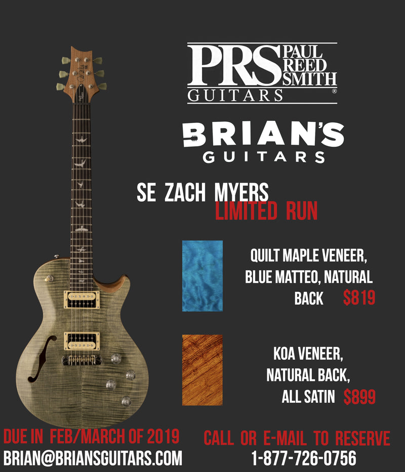 Paul Reed Smith SE Zach Myers Limited Edition Blue Matteo And Satin Koa PRE-ORDER-Brian's Guitars