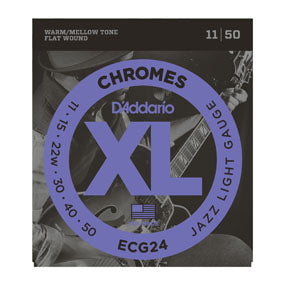 D'Addario ECG24 Chromes Flat Wound, Jazz Light, 11-50-Accessories-Brian's Guitars