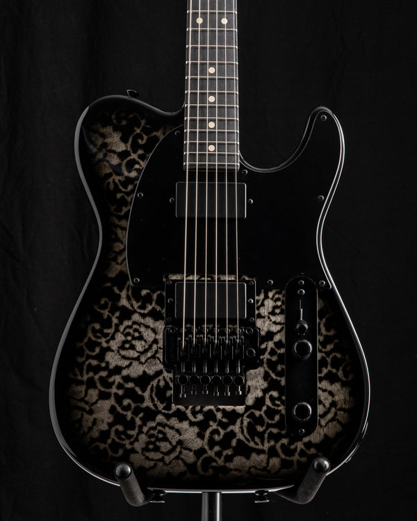 Tom Anderson T Classic Contoured White Dog Hair Black Floral Burst