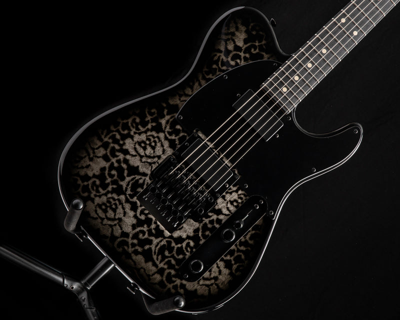 Tom Anderson T Classic Contoured White Dog Hair Black Floral Burst