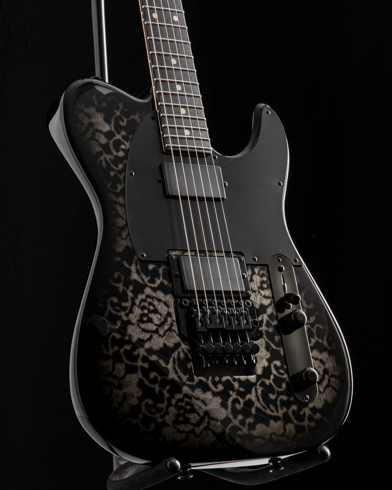 Tom Anderson T Classic Contoured White Dog Hair Black Floral Burst