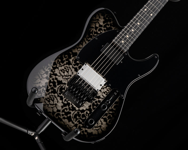 Tom Anderson T Classic Contoured White Dog Hair Black Floral Burst