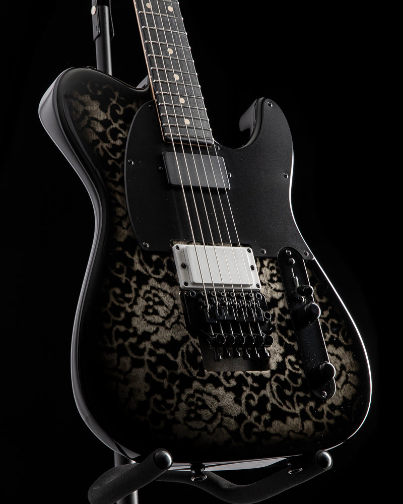 Tom Anderson T Classic Contoured White Dog Hair Black Floral Burst
