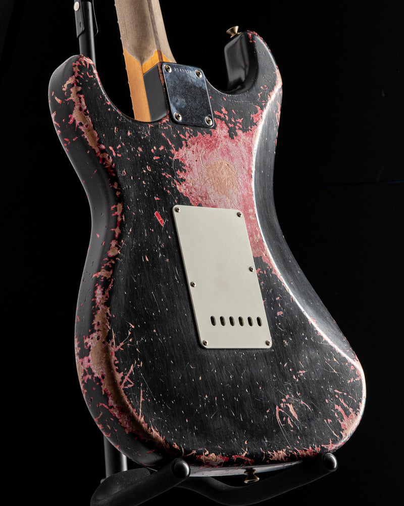 Fender Custom Shop 1957 Strat Ultimate Relic Floyd Rose Super Faded/Aged Black Over Hot Rod Red Masterbuilt Kyle McMillin