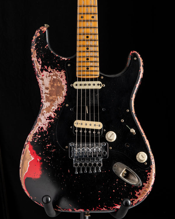 Fender Custom Shop 1957 Strat Ultimate Relic Floyd Rose Super Faded/Aged Black Over Hot Rod Red Masterbuilt Kyle McMillin