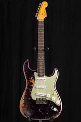 Fender Custom Shop '61 Strat Super Heavy Relic Aged Magenta Sparkle over 3-Color Sunburst