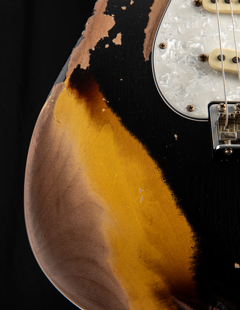 Fender Custom Shop Roasted '60 Stratocaster Super Heavy Relic Aged Black over 2-Color Sunburst