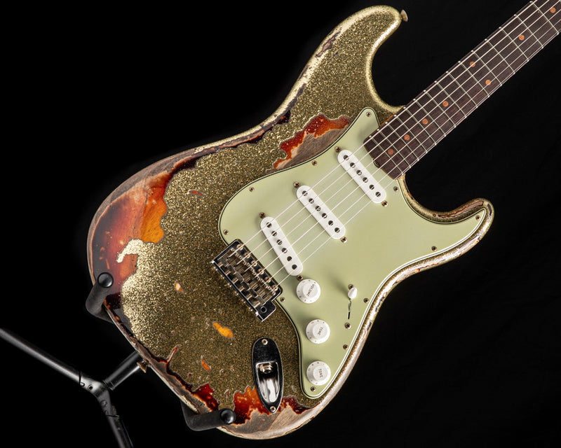 Fender Custom Shop '61 Strat Super Heavy Relic Gold Sparkle over 3-Col