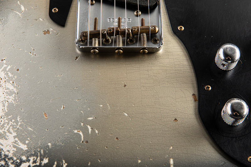 Fender Custom Shop Tele Custom Super Heavy Aged Firemist Silver with Aged Candy Tangerine Burst