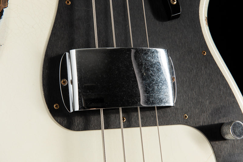 Fender Custom Shop 1958 Precision Bass Relic Aged Olympic White Over Chocolate 3-Tone Sunburst